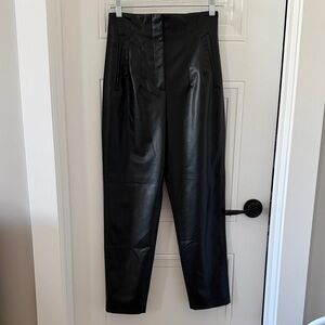 Zara Black High-Waisted Faux Leather Pants